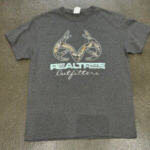 Realtree Outfitters Shirt Mens Medium Gray Camo Antlers Hunting Graphic Tee